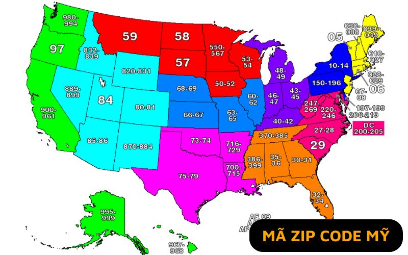 Mã zip code Mỹ của tất cả 50 bang